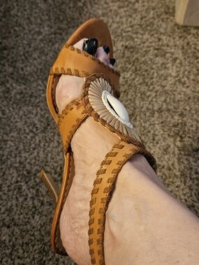 Rampage Women’s Tan Embellished Slingback Sandals